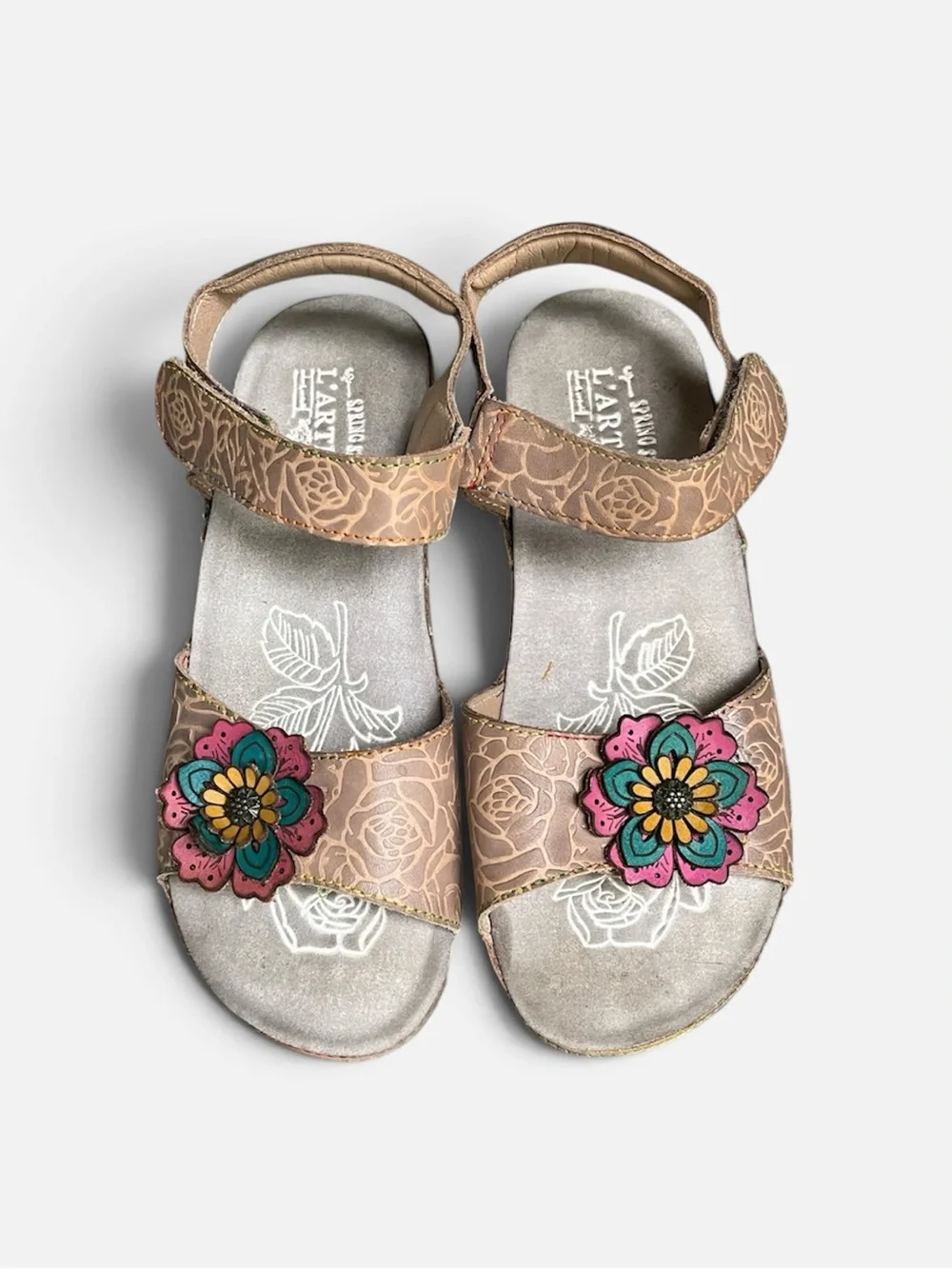 L'Artiste Spring Step “Cuteness”Leather Wedge Sandal in Camel-EU38 (7.5-8)